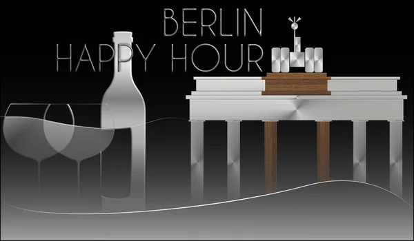 Bramy Brandenburskiej w Berlinie w Happy Hour stali i drewna — Zdjęcie stockowe