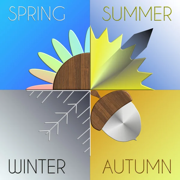Die Jahreszeiten in Metall und Holz mit Details Sommer — Stockfoto