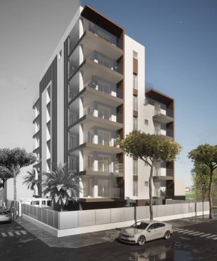 3D modelleme konut rengi ve siyah / beyaz