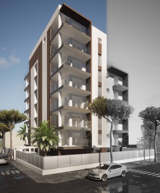 3D modelleme konut rengi ve siyah / beyaz