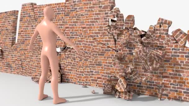 Concetto di muro che croche che divide le razze umane — стоковое видео