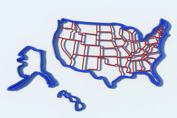 USA map outline with blue and red — Stock Photo, Image