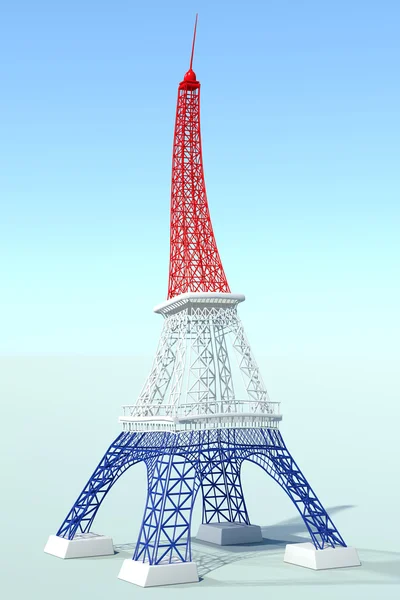 Torre Eiffel Torsión 3D con colores de Francia — Foto de Stock