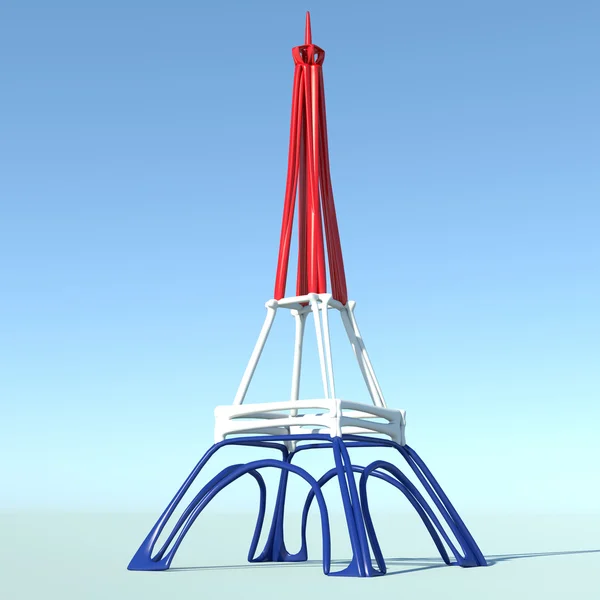 Torre Eiffel 3DEiffel Tower 3D sketch with colors of France — Stock Photo, Image