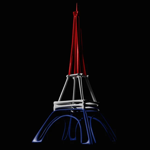 Esbozo Torre Eiffel 3D con colores de Francia — Foto de Stock