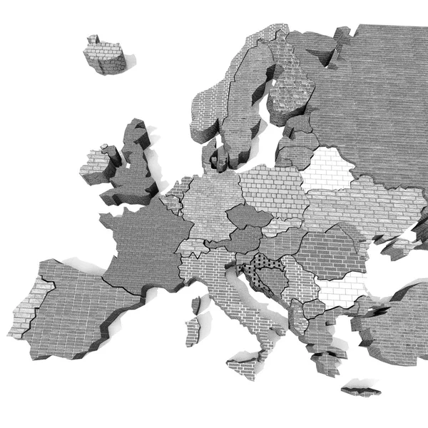 3D-Karte von Europa mit Ziegelsteinen Materialien — Stockfoto