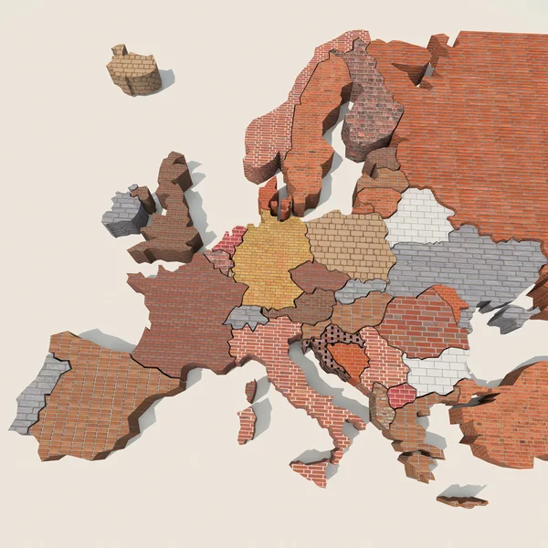 Mapa 3D da Europa com materiais de tijolos — Fotografia de Stock