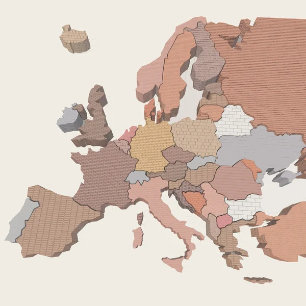 Mapa 3D de Europa con materiales de ladrillos —  Fotos de Stock