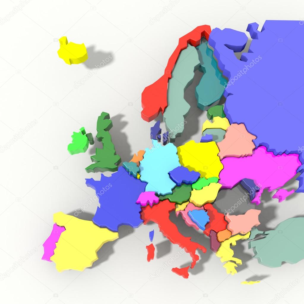 Europe Map 3D color relief