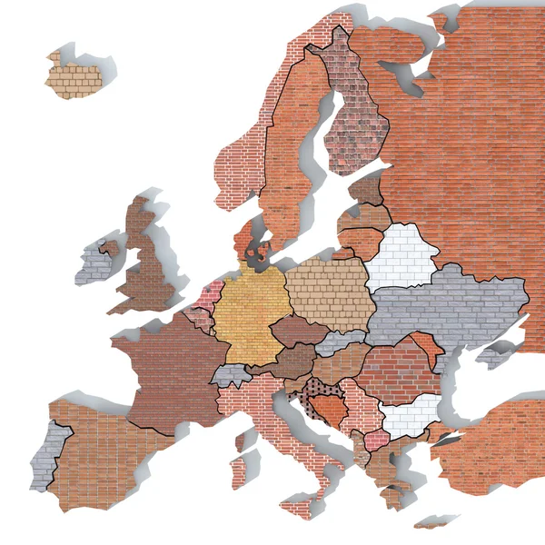 Mapa 3D de Europa con materiales de ladrillos — Foto de Stock