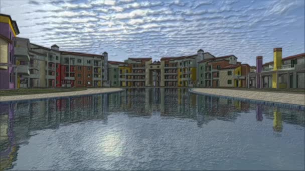 Studio di animazione 3D nell'edificio con solare — Video Stock