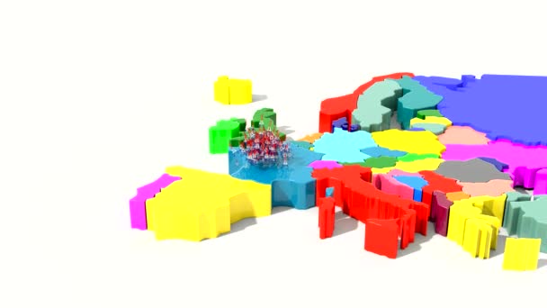 Animation Carte 3D Europe avec la question de la tour Eiffel 