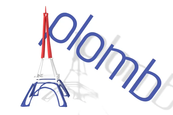 Eiffelturm mit 3D-text aplomb (balance) — Stockfoto