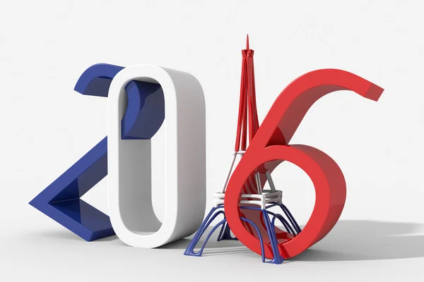 Anno 2016 3D con Torre Eiffel — Foto Stock