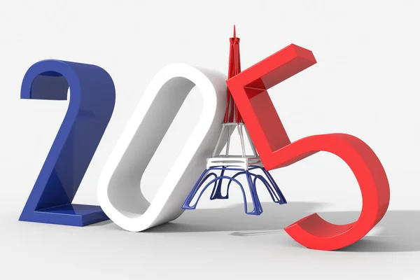 Año 2015 3D con Torre Eiffel — Foto de Stock