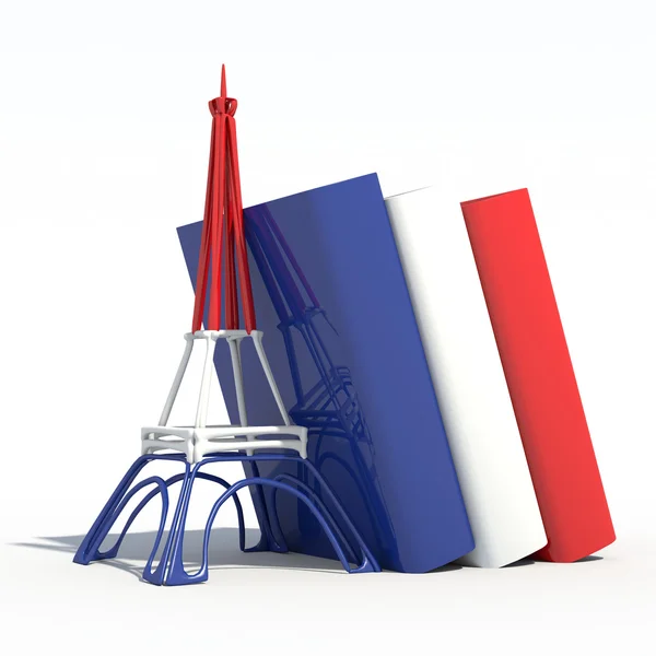 Eiffel Tower 3D with books — Stock Photo, Image