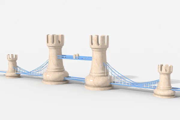 Tower Bridge with tower of chess — Stock Photo, Image
