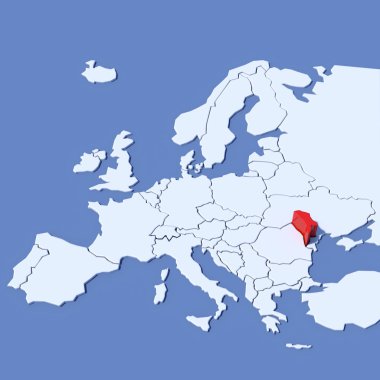 3D harita Avrupa gösterge Moldova ile