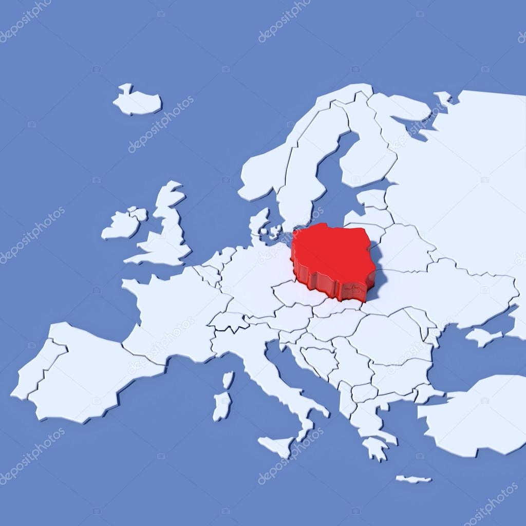 Carte 3d De Leurope Avec Indication Pologne Photographie