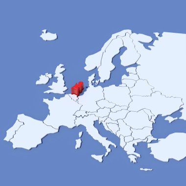 3D harita Avrupa gösterge Hollanda ile
