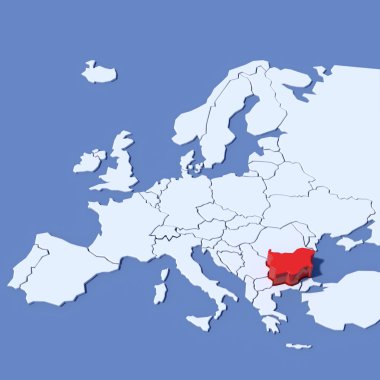 3D harita Avrupa gösterge Bulgaristan ile
