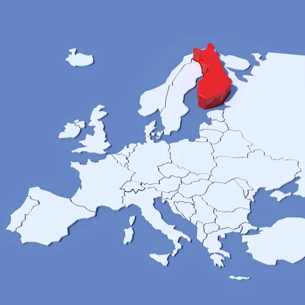 Mapa 3D de Europa con indicación Finlandia — Foto de Stock