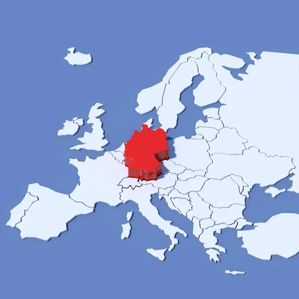 3D mapa Evropy s označením Německo — Stock fotografie