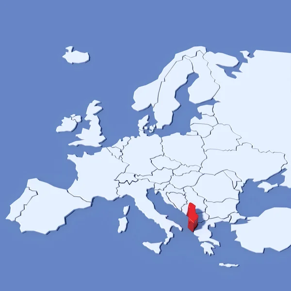 Mappa 3D dell'Europa con indicazione Albania — Foto Stock