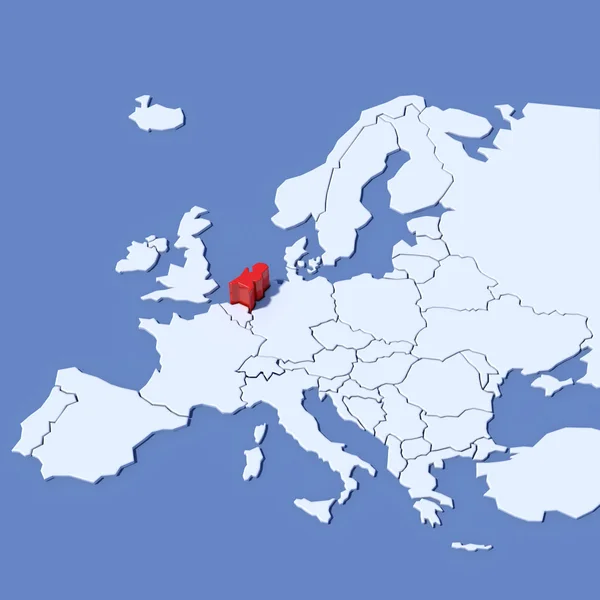 Mapa 3D de Europa con indicación Holanda — Foto de Stock