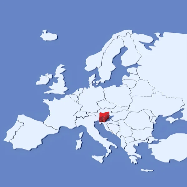 Mapa 3D de Europa con indicación Eslovenia —  Fotos de Stock