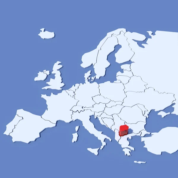 3D mapa Evropy s označením Makedonie — Stock fotografie