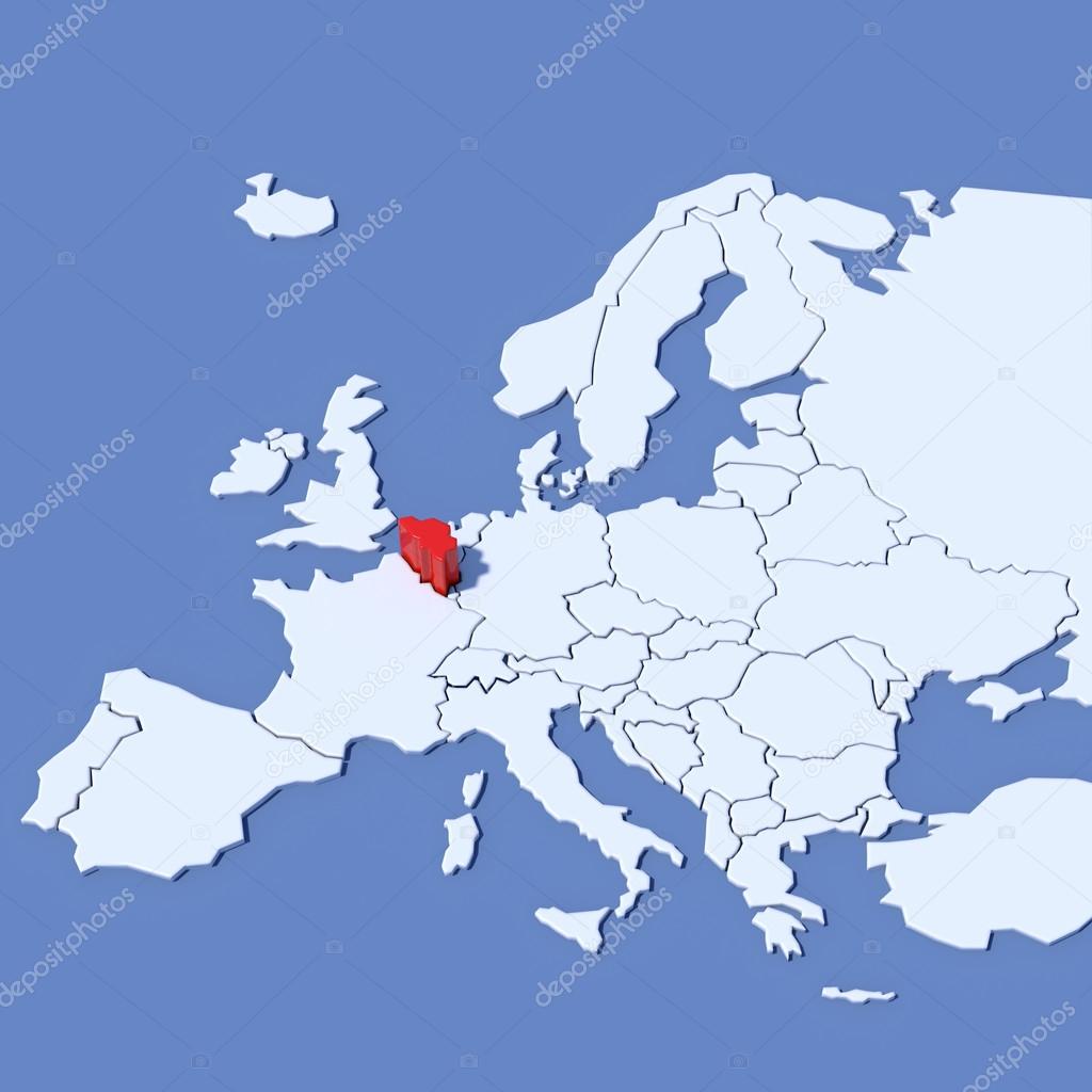 belgie mapa evropy 3D mapa Evropy s označením Belgie — Stock Fotografie © albasu  belgie mapa evropy