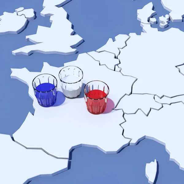 Mapa 3d brýle Evropu s Francií — Stock fotografie