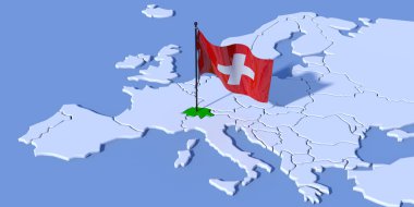 Europe bayrak İsviçre ile 3d harita