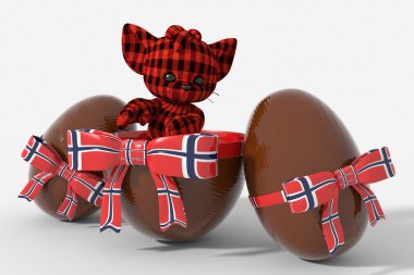 Paskalya yortusu yumurta çikolata Norveç renkler ve peluche ile