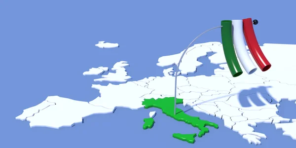 Ευρώπη 3d χάρτη με σημαία Ιταλίας — Φωτογραφία Αρχείου