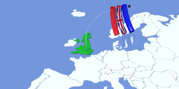 Europe bayrak İngiltere ile 3d harita — Stok fotoğraf