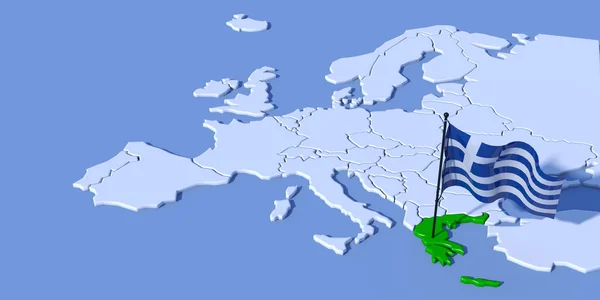 Europe Carte 3D avec drapeau Grèce — Photo