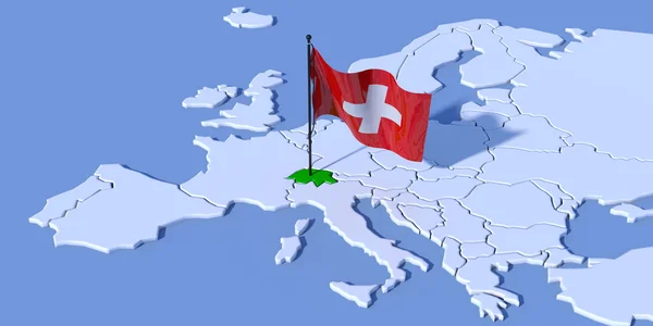 Europe 3D map with flag Switzerland — Stock Photo, Image