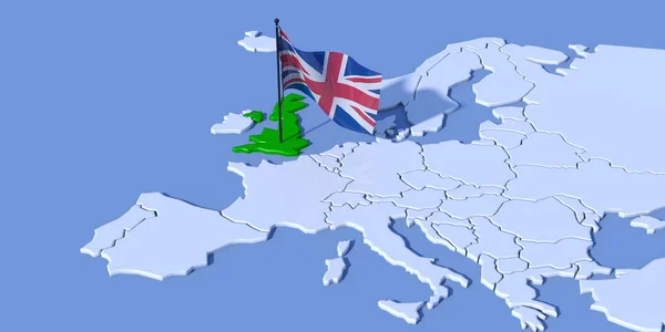 Europe bayrak İngiltere ile 3d harita