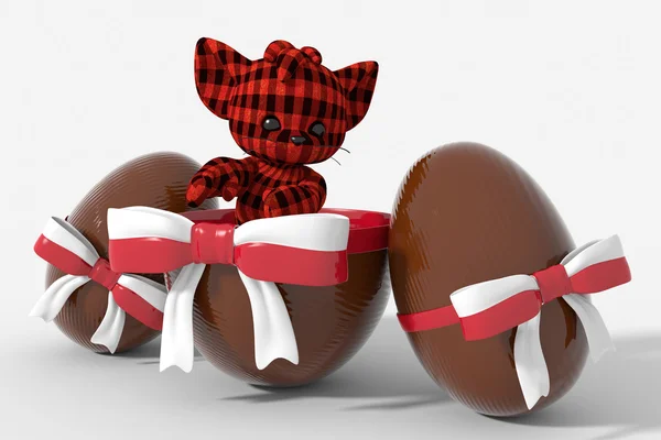 Easter egg chocolate with Poland colors and peluche — Stock Photo, Image