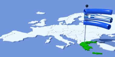 Europe bayrak Yunanistan ile 3d harita