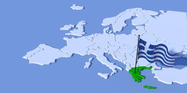 Europe bayrak Yunanistan ile 3d harita