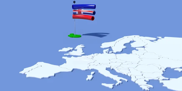 3D карта Европы с флагом Исландия — стоковое фото