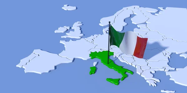유럽 국기 이탈리아와 3d 지도 — 스톡 사진