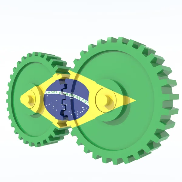 3D-objekt med färger flagga Brasilien — Stockfoto