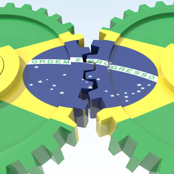 3D-Objekte mit Farben Flagge Brasilien — Stockfoto