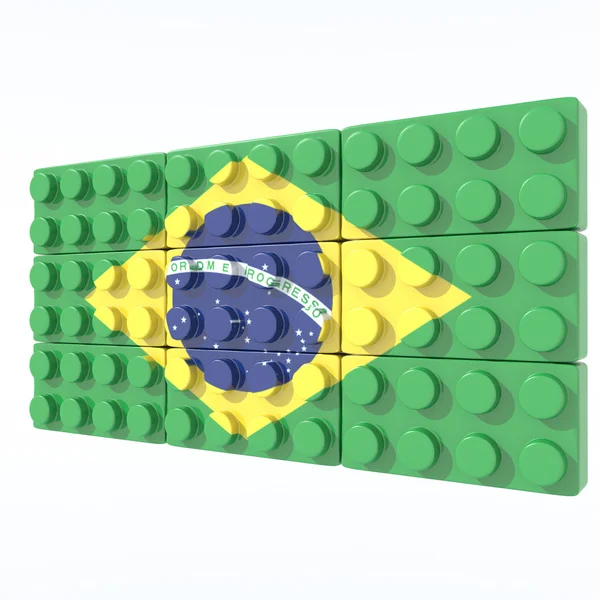 3D-objekt med färger flagga Brasilien — Stockfoto