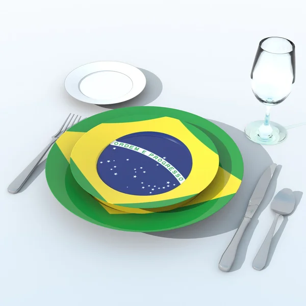 Objetos 3D com cores bandeira Brasil — Fotografia de Stock