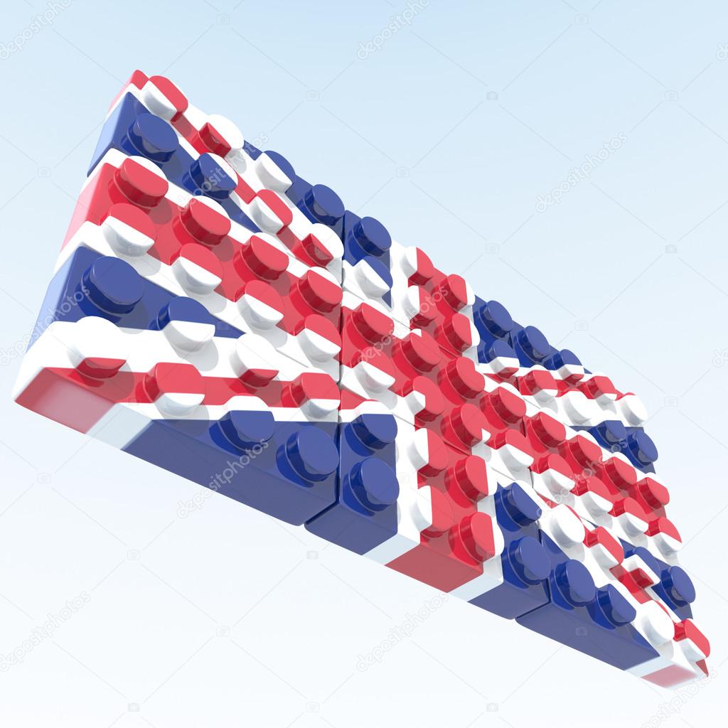 3D objects with UK flag colors